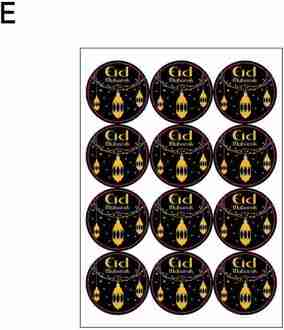 Ronde Zwarte Sticker 120 Stickers Islamitische Moslim Ramadan Eid Mubarak Stickers Maan Lantaarn