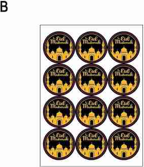 Ronde Zwarte Sticker 120 Stickers Islamitische Moslim Ramadan Stickers Lantaarn Maan Eid Mubarak H7F0