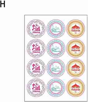 Ronde Zwarte Sticker 120 Stickers Islamitische Moslim Ramadan Stickers Lantaarn Maan Eid Mubarak H7F0