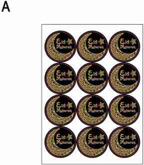 Ronde Zwarte Sticker 120 Stickers Islamitische Moslim Ramadan Stickers Lantaarn Maan Eid Mubarak H7F0