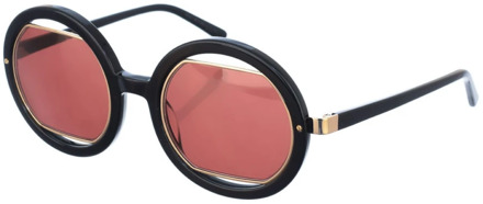 Ronde zwarte zonnebril met acetaat montuur Marni , Black , Dames - ONE Size