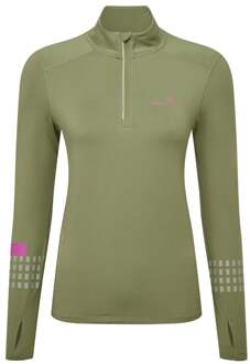 Ronhill Tech Afterhours 1/2 Zip Hardloopshirt Dames-Olijf - L