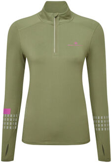 Ronhill Tech Afterhours 1/2 Zip Hardloopshirt Dames-Olijf - L