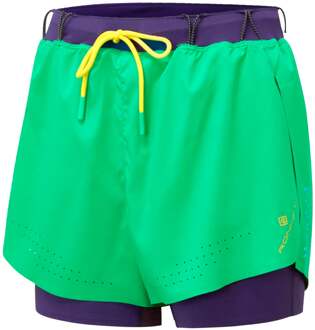 Ronhill Tech Distance Twin Hardloopshorts Dames-Groen,Paars - XS,S,M,L