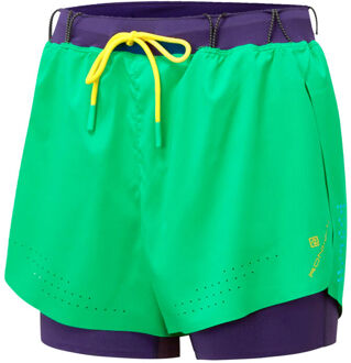 Ronhill Tech Distance Twin Hardloopshorts Dames-Groen,Paars - XS