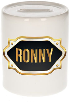 Ronny naam / voornaam kado spaarpot met embleem - Naam spaarpotten Multikleur