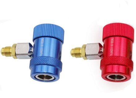 Rood/Blauw 1/4 "Sae Connector Voor Jaguar/Land Rover 1 Stuk/paar R1234yf Auto Airconditioning Systeem Hoge/Lage Kant Handmatige Koppeling High en Low kant