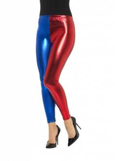 Rood blauwe metallic legging - Verkleedattribuut