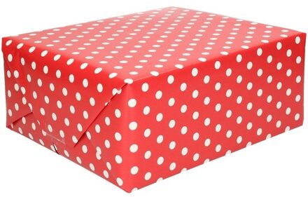 Rood cadeaupapier met witte stip 70 x 200 cm - Cadeaupapier