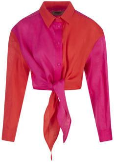 Rood Color-Block Shirt met Voorstrik Alessandro Enriquez , Multicolor , Dames - S,Xs,2Xs
