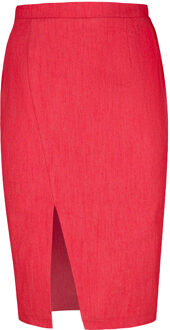 Rood denim kokerrok - L