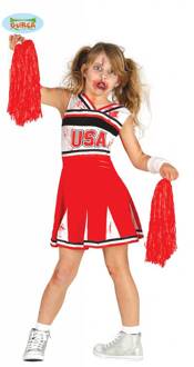 Rood en wit zombie cheerleader kostuum voor meisjes - 122/134 (7-9 jaar) - Kinderkostuums