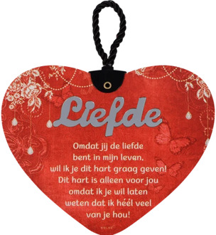 Rood hart met de tekst van een liefdes gedicht