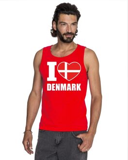 Rood I love Denemarken fan singlet shirt/ tanktop heren 2XL