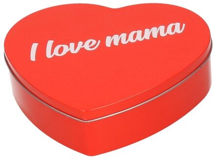 Rood I Love Mama hart snoeptrommel 18 cm - Voorraadblikken