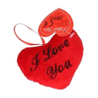 Rood I Love You kussen 10 cm - Knuffelkussen