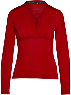 Rood imitatiewikkeltop met lange mouwen van duurzame stretchjersey - EU 36 / UK 8
