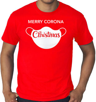 Rood Kerst shirt/ Kerstkleding Merry corona Christmas voor heren grote maten 4XL