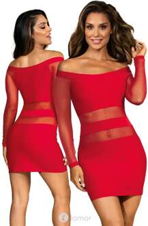 Rood Langarm Jurkje, AX9299 - Maat: S