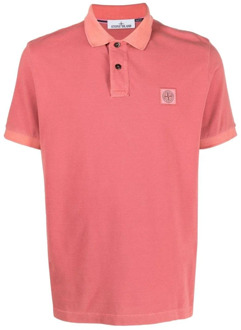 Rood Logo Patch Polo Shirt Stone Island , Red , Heren - Xl,M