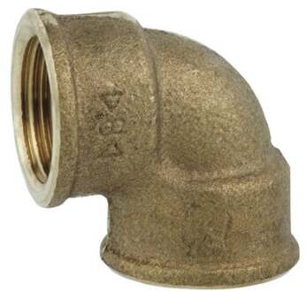 Rood messing bocht 90°, blank, 1 1/4"IT, (3090) - 988955513