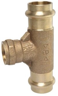 Rood messing overgang T-stuk, blank, 18 mm x 1/2"ER x 18 mm, 2 sockets, (P4130g) - 988625355