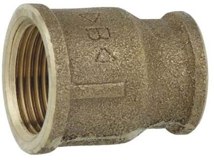 Rood messing reducerende dubbele contactdoos, blank, 1 1/4"IT x 1"IT, (3240) - 988954513