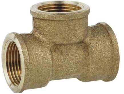 Rood messing verloopstuk, blank, 3/4"IT x 1/2"IT x 3/4"IT, (3130) - 988957655