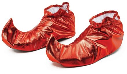 Rood metallic kerstelf schoenen voor volwassenen - Verkleedschoenen