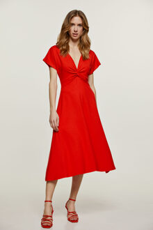 Rood midi-jurk met vlinderstrik