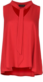 Rood Mouwloze Top met Stropdasdetail