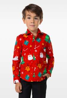 Rood Overhemd Kerstfiguren Kind Rood - Zalm