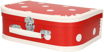 Rood polkadot vintage koffertje voor naaispullen 25 cm