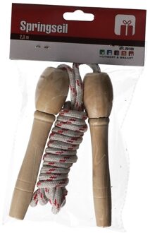 Rood springtouw met houten handvatten 2,3m Multi