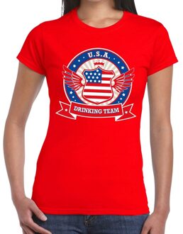 Rood USA drinking team t-shirt dames S