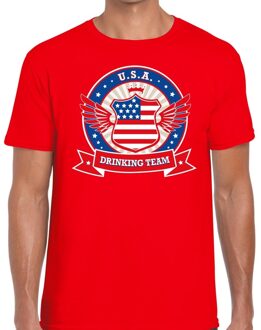 Rood USA drinking team t-shirt heren 2XL