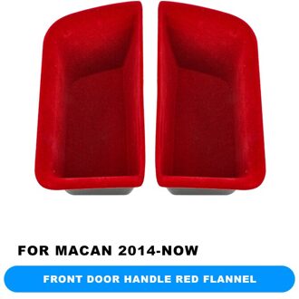 Rood Zwart Auto Interieur Deurklink Organizer Fluwelen Flanel Armsteun Opbergdoos Vat Voor Porsche Macan Auto Styling Accessoires voorkant rood Flannel