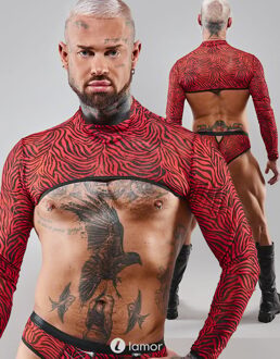 Rood/zwart heren Croptop, Leonel001 - Maat: S