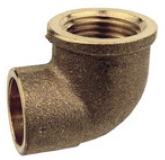 Roodmessing overgangshoek 90°, blank, 15 mm x 1/2"IT, 1 socket (4090g) - 989231055