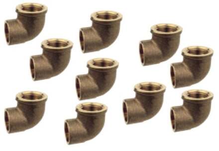 Roodmessing overgangshoek 90°, blank, 18 mm x 1/2"IT, 1 socket (4090g) (10x) - 989232655