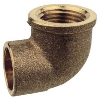 Roodmessing overgangshoek 90°, blank, 22 mm x 3/4"IT, 1 socket (4090g) - 989233055