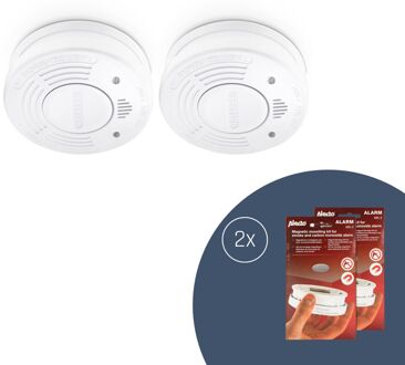 Rookmelder met 10 jaars sensor en batterij, 2 pack Alecto Wit