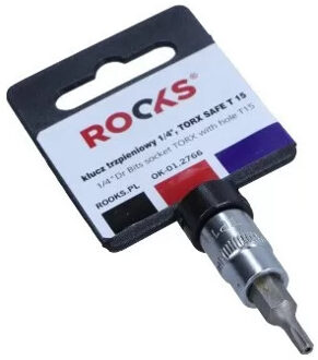 Rooks Bit Dop 1/4", torx met gat T15 OK012766