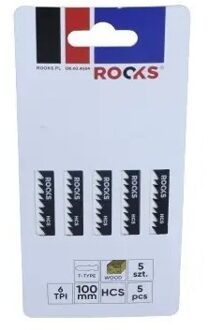 Rooks Decoupeerzaagblad HCS, Type T, Hout, 6 Tpi X 100 Mm, Kpl 5 stuks OK034504