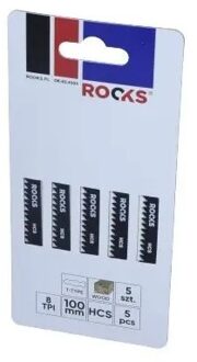 Rooks Decoupeerzaagblad Hcs, Type T, Hout, 8 Tpi X 100 Mm, Kpl 5 stuks OK034503
