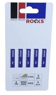 Rooks Decoupeerzaagblad Hss, Type T, Metaal en composiet, 8 Tpi X 100 Mm, Kpl 5 stuks OK034505