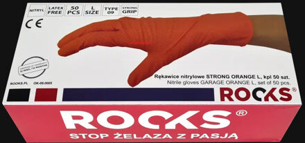 Rooks Wegwerphandschoenen oranje, maat L, set van 50 stuks OK090005