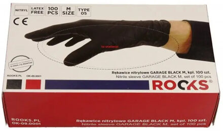 Rooks Wegwerphandschoenen zwart, Maat M, set van 100 stuks OK090001