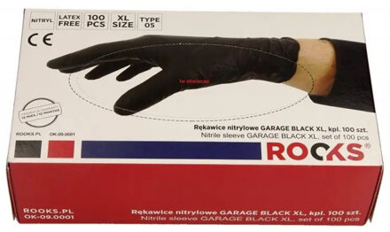 Rooks Wegwerphandschoenen zwart, Maat XL, set van 100 stuks OK090003