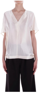 Roomwit Shirt met Flap Mouwen Semicouture , Beige , Dames - L,M